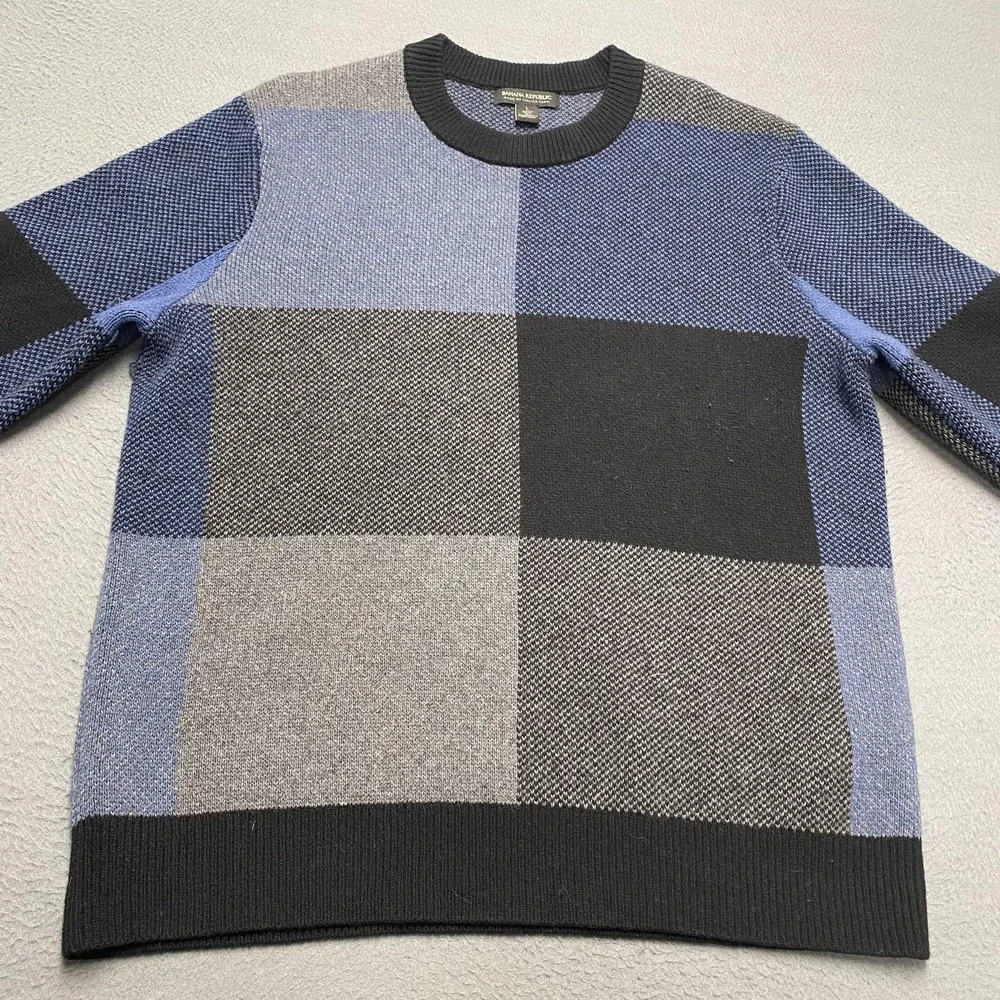 Banana‎ Republic Sweater Mens Large Multicolor Crew Neck Tight-Knit Pullover